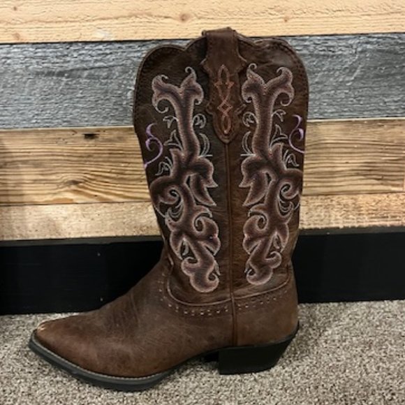 Justin Boots Shoes Justin Chocolate Puma L2562 Distressed Leather Cowboy Boots Womens 7b